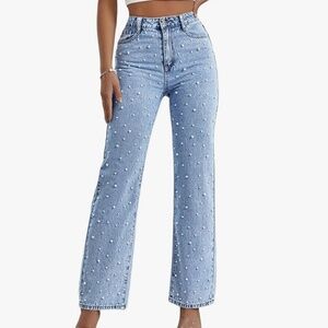NWOT Pearl Studded Jeans - XL